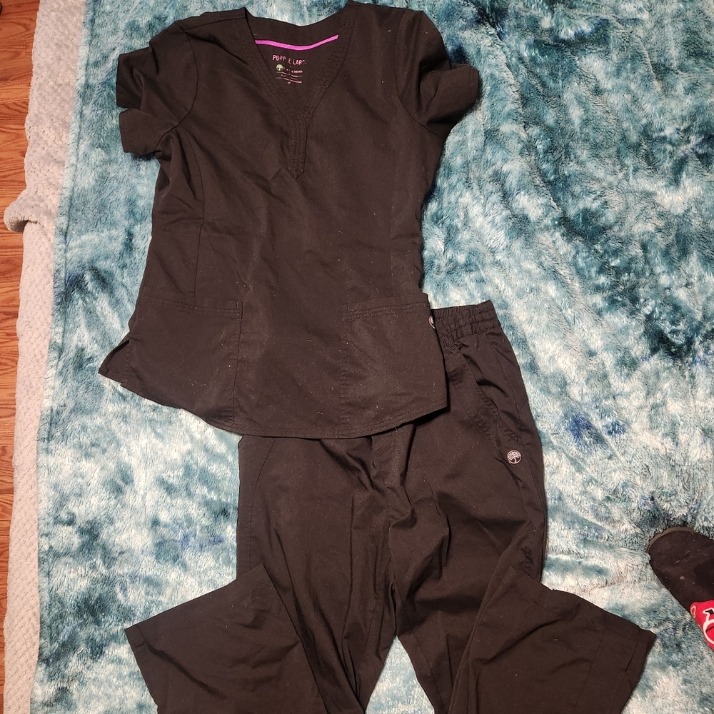 Purple label scrub set black medium tall
